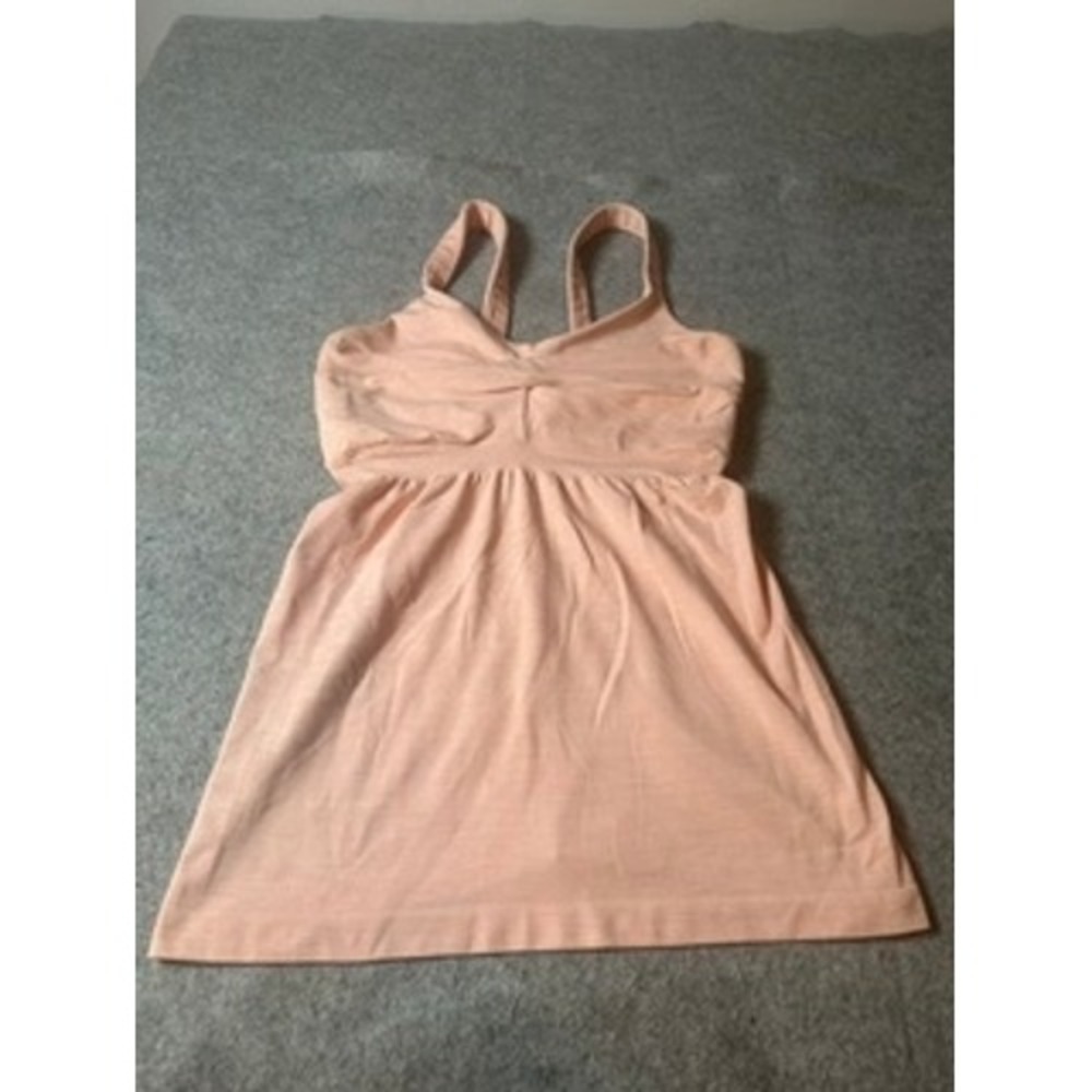 Athleta Womens Peach Heather Crossover Strappy Shelf Bra Cami Tank Top Size S